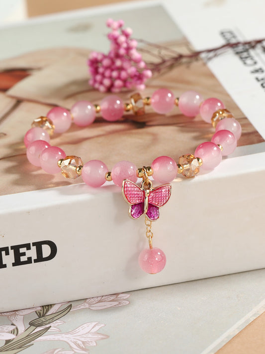 Bracelet motif papillon en perle