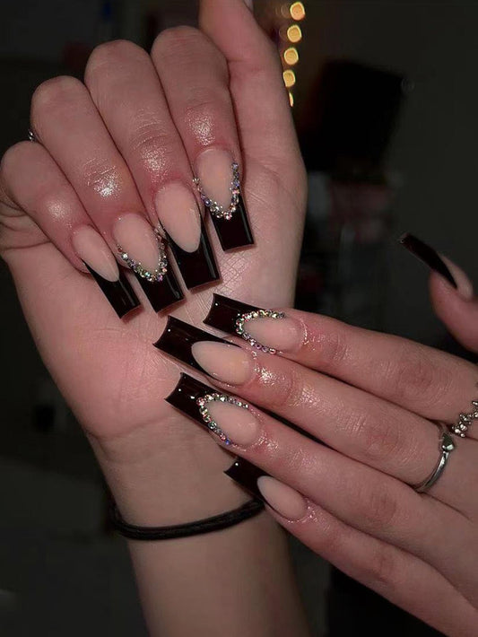 Faux ongles carré noire