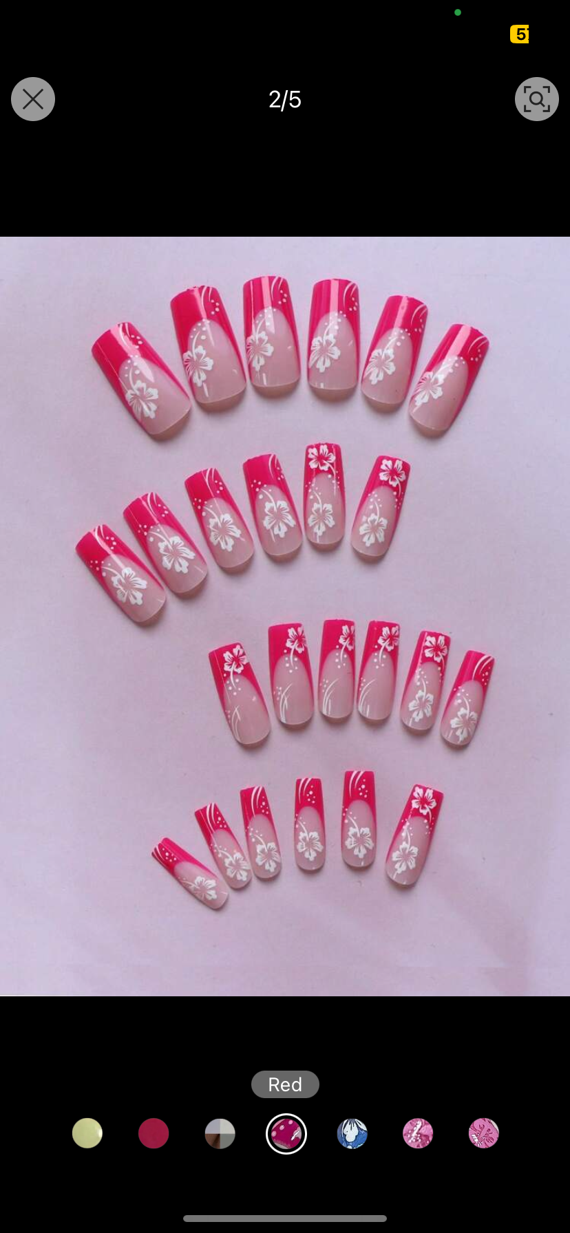 Faux-ongles fleuri rose