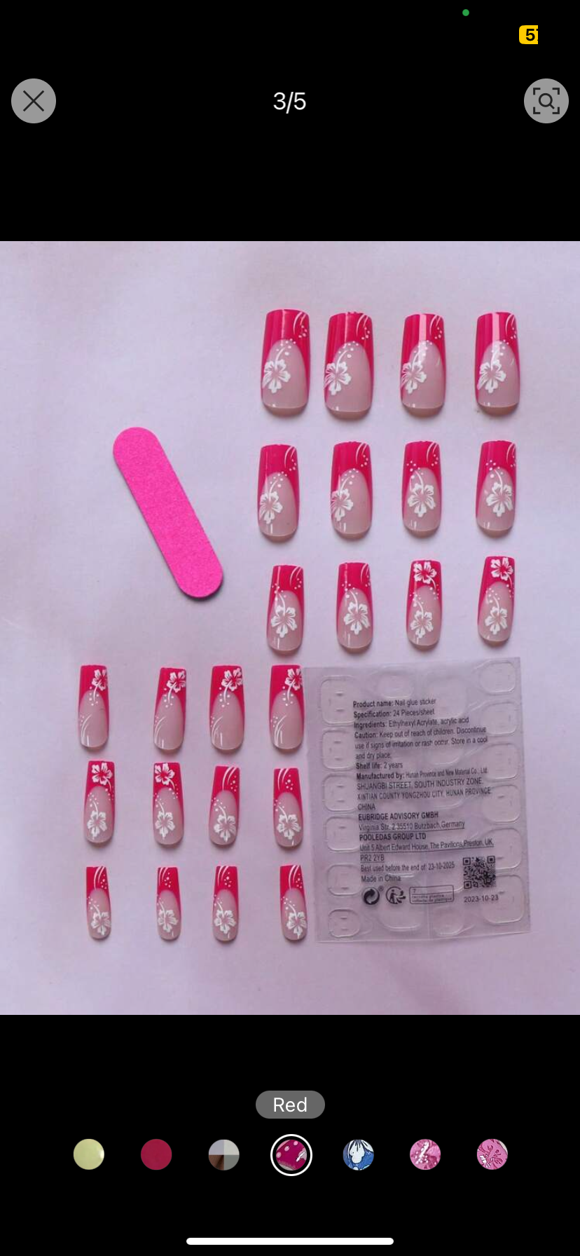 Faux-ongles fleuri rose