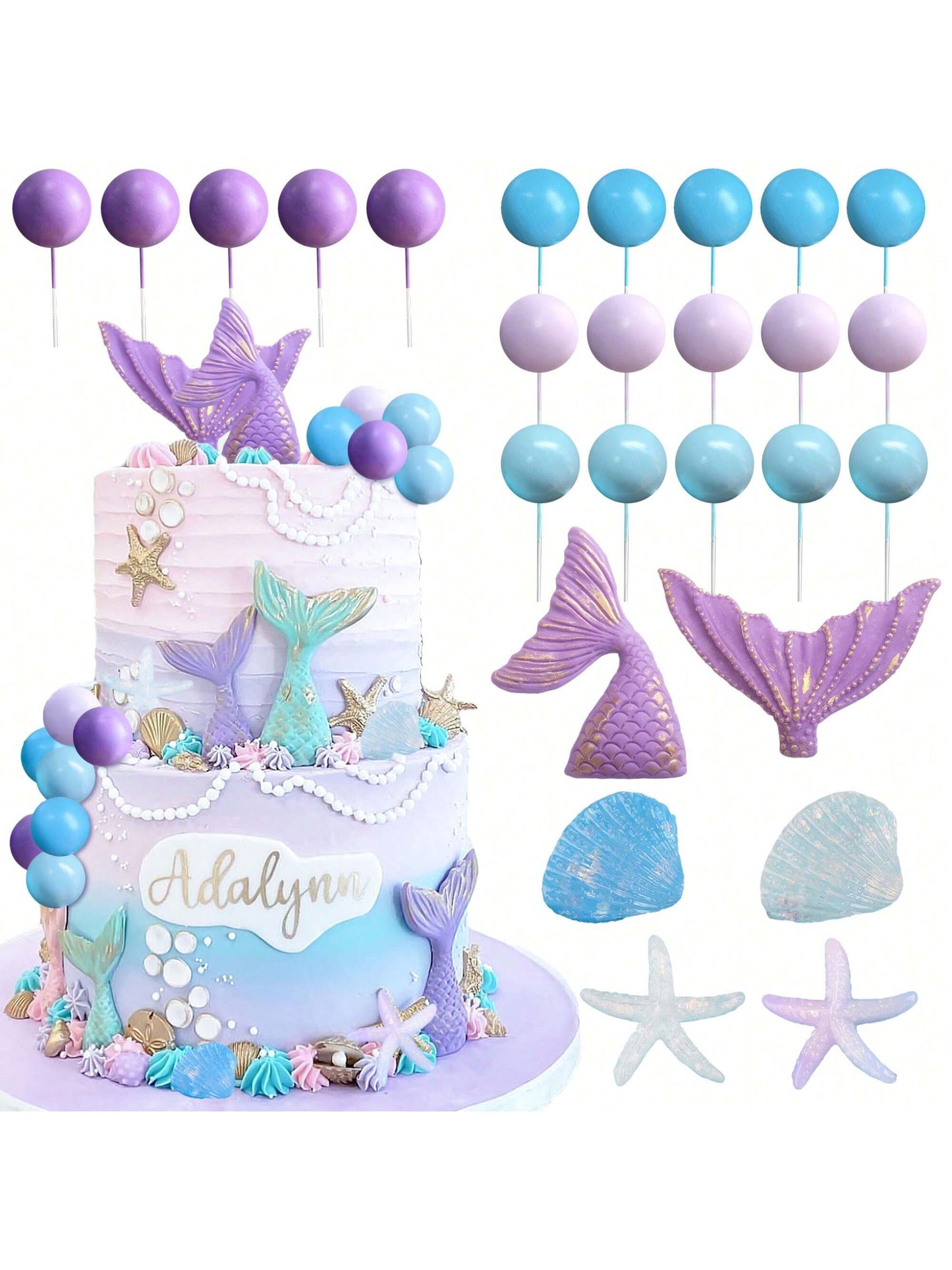 Décoration aquatique pour gâteau d’anniversaire enfant 26pcs