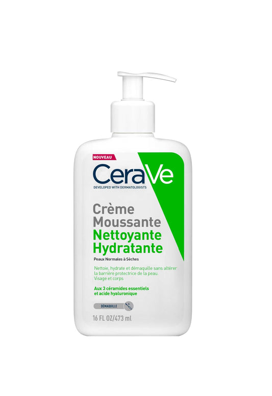 CERAVE Crème Moussante Nettoyante Hydratante Visage peau normal à sèche 
(Démaquillant) 473ml