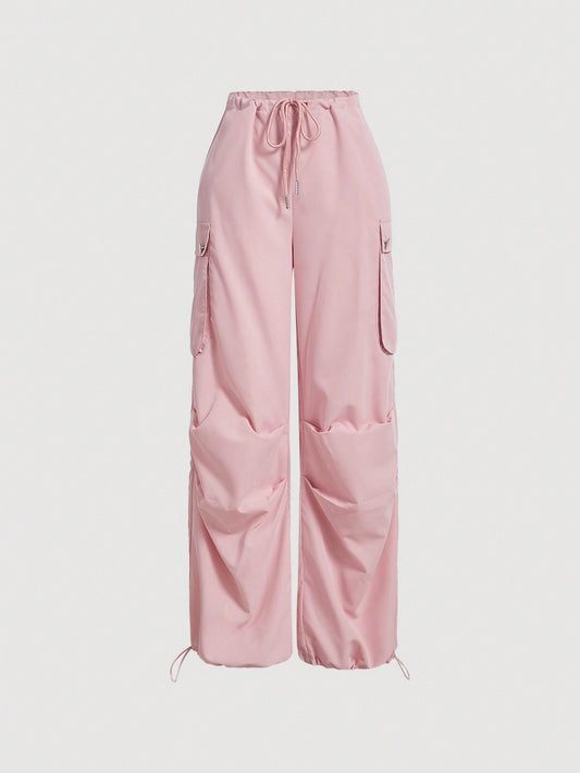 Pantalon Cargo rose ajustable au bas