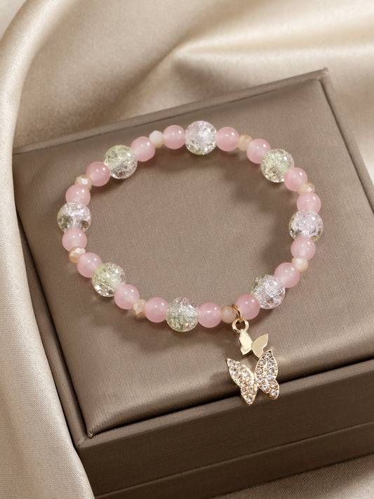 Bracelet motif papillon en perle