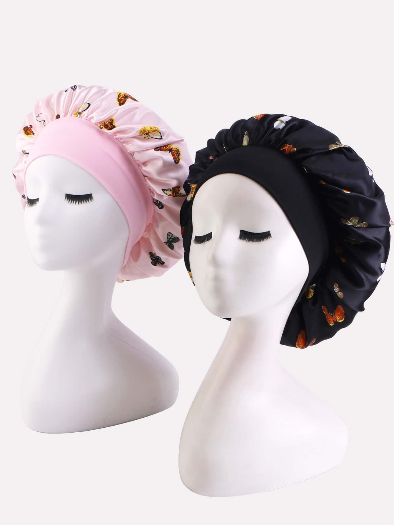 Bonnet en satin 2pcs pour cheveux