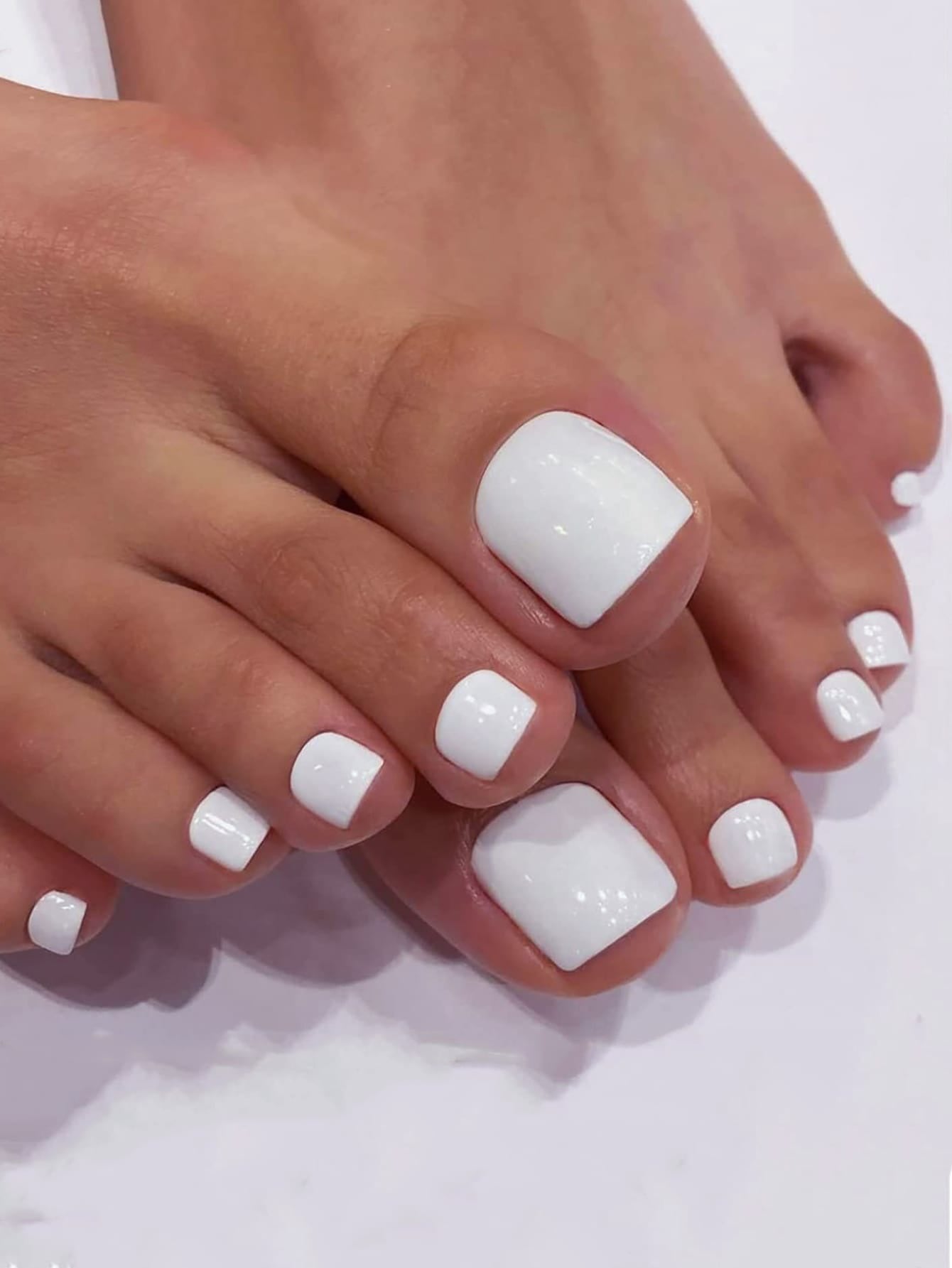 Faux ongles blanc pieds 24pcs