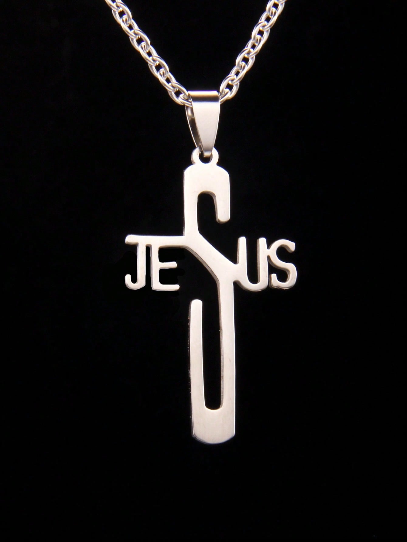 Collier jésus  homme acier inoxydable