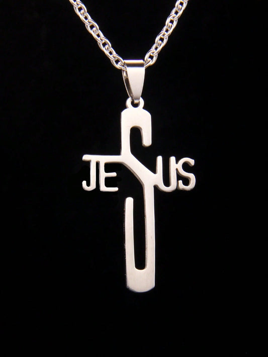 Collier jésus  homme acier inoxydable