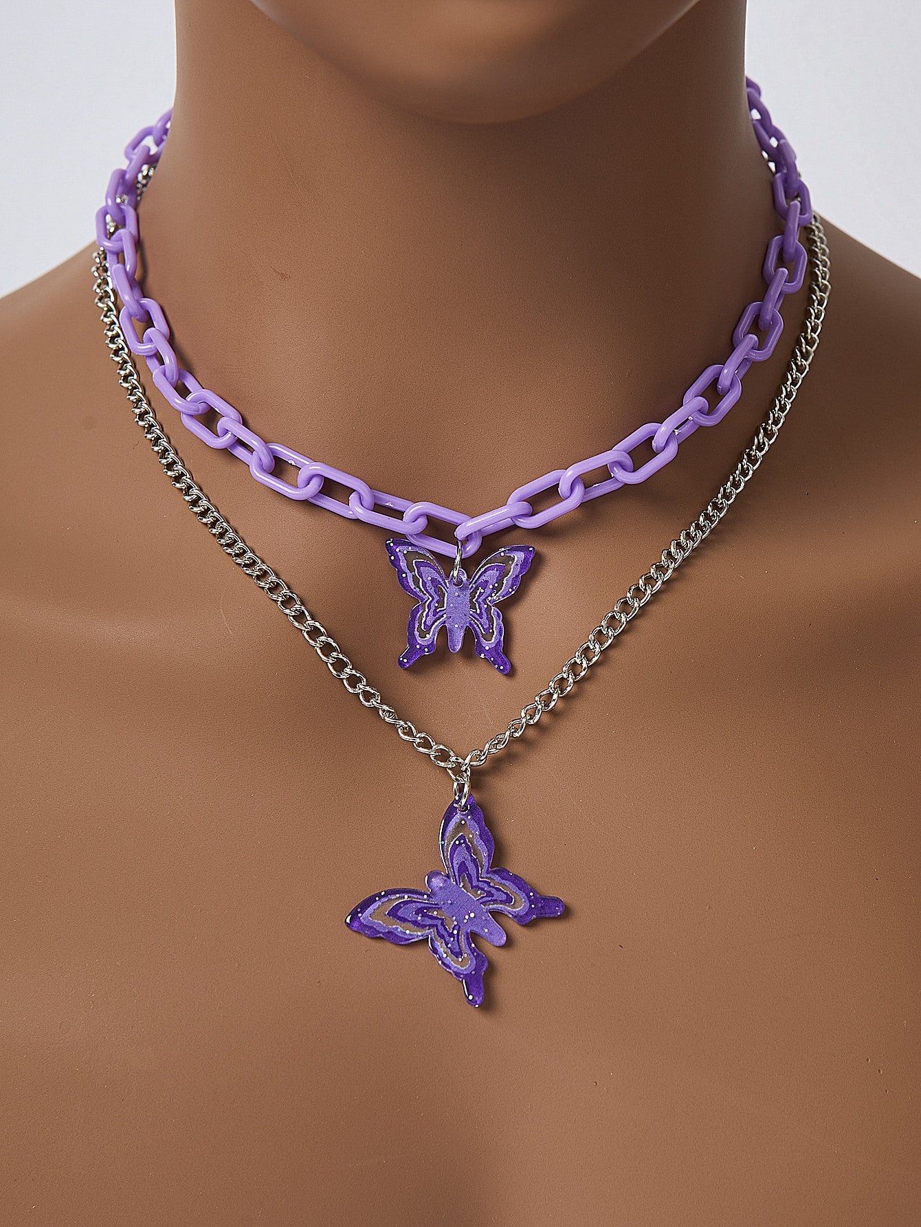 Purple butterfly necklace