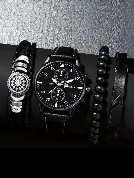 Ensemble de montre avec bracelet pour homme 4pcs