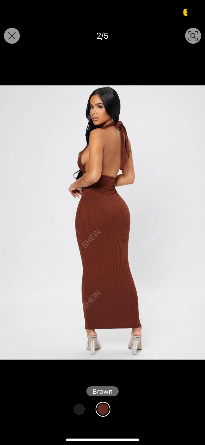 Robe décolleté dos nu longue moulante