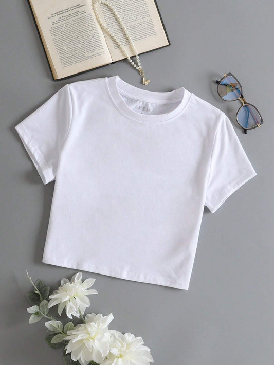 Crop top manche court blanc